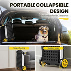 8-in-1 200LBS Collapsible Shopping Cart, Multi Functional Utility Cart with 2 Storage Baskets,Adjustable Handle Grocery Cart on Wheels for Shopping, Warehouse, Home, Supermarket - Yellow - Image 5