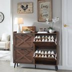 Barnyatoh Farmhouse Shoe Storage Cabinet,Shoe Organizer with 4 Flip Drawers by Barnyatoh