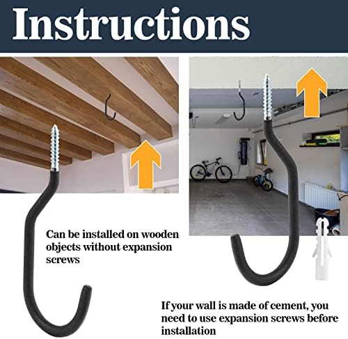 MAQIHAN 10 Garage Hooks Heavy Duty Bike Racks Wall Ceiling Hanging Storage - Image 6