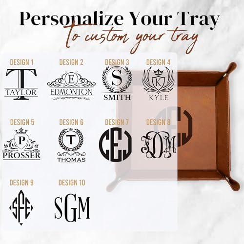 Personalized Valet Tray, Custom Engraved Leather Keys Tray for Men - Image 2