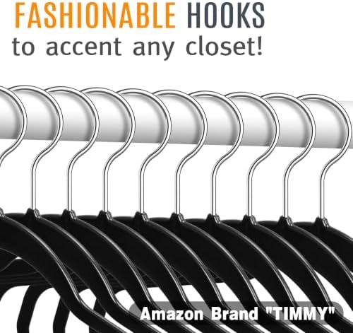 TIMMY 50 Pack Plastic Clothes Hangers, 17.7 in, Black, Non-Slip, Heavy Duty | ABS plastic construction, Non-slip grip, 360° swivel hooks, 0.2 in slim profile, 10 lb capacity - Image 5