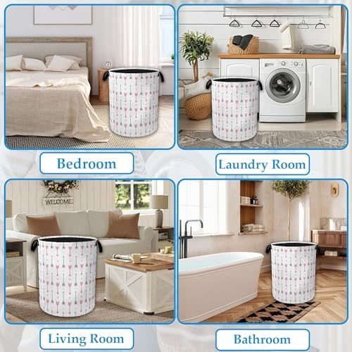 Pink Arrow Laundry Basket Collapsible Laundry Hamper with Handle, Oxford Clothes Storage Bin for Bathroom Bedroom Room Decor, Gift Basket 16" X 20.8" - Image 6