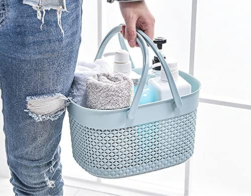 rejomiik 2 Pack Plastic Shower Caddy Basket, Portable Organizer Storage Tote with Handles Toiletry Bag Bin Box for Bathroom, College Dorm Room Essentials, Kitchen, Camp, Gym, Blue - Image 4
