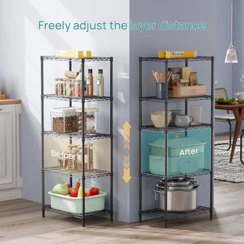 SINGAYE 5 Metal Shelves Wire Shelving Storage Shelf Adjustable Unit Pantry - Image 3