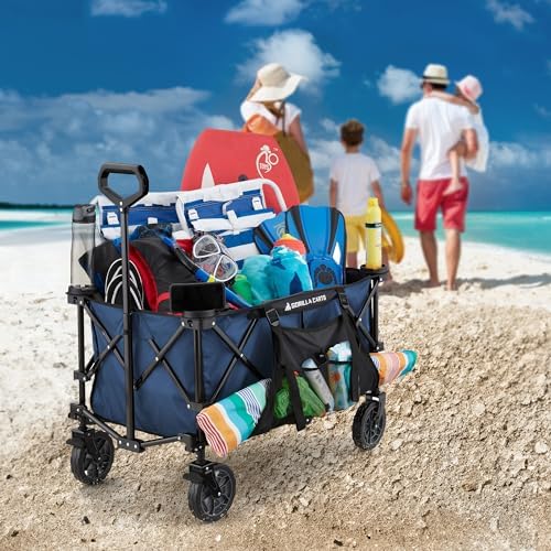 Gorilla Carts Collapsible Folding Outdoor Utility Wagon, 7 Cu Ft, Blue - Image 4