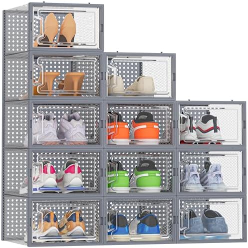 HOMIDEC Clear Shoe Storage Boxes, Stackable Shoe Organizer for Closet by DecorateYourHome