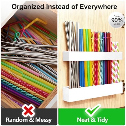 9.5” Large Acrylic Straw Holder for Cabinet Door, Adjustable Two-Part - Image 6