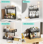 Under Sink Organizer, 2-Pack of 2-Tier Metal Slide Out Pull Out Cabinet Organizer Shelf, Height Adjustable Organization and Storage Series, Bathroom/Desktop/Cabinet/Kitchen Organization, Black - Image 6
