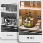 Oroyutor 9-Inch Oak Lazy Susan Spice Organizer, Black Finish - Image 2