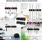 homeasy Wall Mount Mop and Broom Holder, Heavy Duty Stainless Steel Organizer Rack with Hooks | 2-Pack, 2-in-1 No Drill & Screw Installation, Black - Image 6