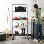 Amazon Basics 5-Shelf Adjustable, Heavy Duty Storage Shelving Unit on 4" Wheel Casters, Easy to Move Portable Wire Shelving, No Tools Needed for Easy Assembly, 30" x 14" x 64.8", Chrome - Image 2