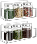 Acrylic Spice Rack Wall Mount-6 Inch, Clear Spice Shelf Storage Holder, 2 Pack Hanging Seasoning Rack Organizer for Cabinet Door, Cupboard or Wall Kitchen (Adhesive or Screw) by Douildhaiy