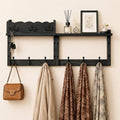 28-Inch Wood Wall Mounted Coat Rack with Shelf, 7 Hooks, 3 Key Holder by Unknown