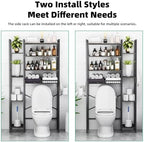 Kalrin 8-Tier Over The Toilet Storage with Side Rack, Over Toilet Storage Rack with Adjustable Shelf & Drain Basket, Freestanding Bathroom Organizer for Balcony, Laundry (Modern Grey) - Image 5