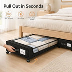 Under Bed Storage with Wheels, 2-Pack 60L Bins, Low Profile, Black - Image 3