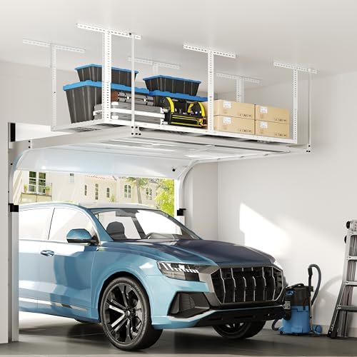 FLEXIMOUNTS 3x8 Overhead Garage Ceiling Storage Rack Organization, White - Image 2
