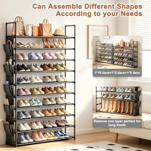 OYREL Tall 10 Tier Shoe Rack Organizer 40-50 Pairs Large Storage - Image 6