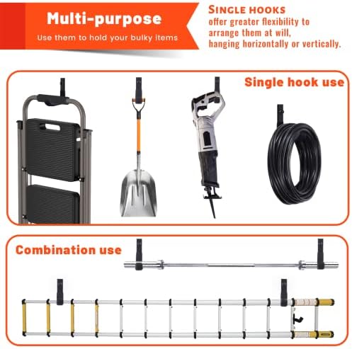 4 Inch Garage Hooks Heavy Duty, Utility Wall Mount Ladder Hooks - Image 2