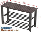Simple Houseware Wooden Top Shoe Rack Bench for Entryway, Dark Brown - Image 3