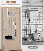Broom Holder Over The Door with Hooks -304 Stainless Steel (light beige) - Image 2