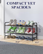 Kitsure Stainless Steel Shoe Rack Organizer, 25.6" Wide - 2 Tier, Black | Sturdy Shoe Rack for Closet and Entryway, Free Standing Shoe Shelf, Closet Organizers and Storage - Image 2