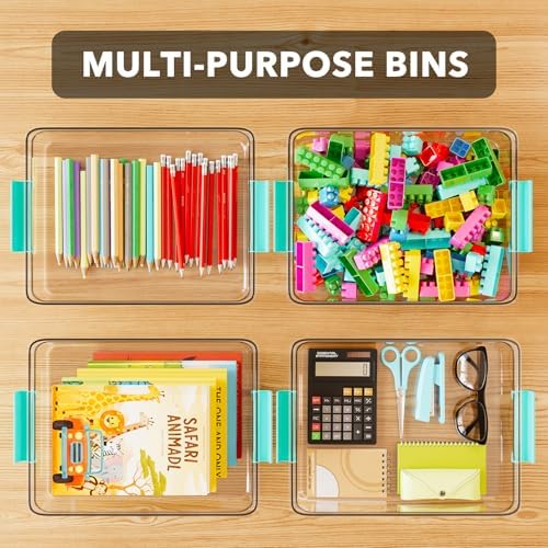 SpaceAid 6 Qt Plastic Storage Bins with Lids, Clear Sensory Bin Craft Organizers and Storage, Stackable Art Containers for Home, Office and School Supplies, 4 pack - Image 4