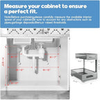 2-Pack Under Sink Storage Organizer, Large 2-Tier Elegant Mesh Pull Out Shelf for Kitchen and Bathroom Cabinet Organization, L-Shaped and Adjustable Height Design-Gun Gray - Image 2