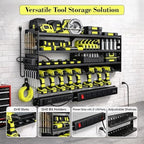Large Power Tool Organizer Wall Mount with Charging Station, 6-Shelf Heavy Duty Metal Tool Storage Rack, Cordless Drill Holder Slots, Screwdriver Racks & Hook Bar for Garage Workshop - Image 2