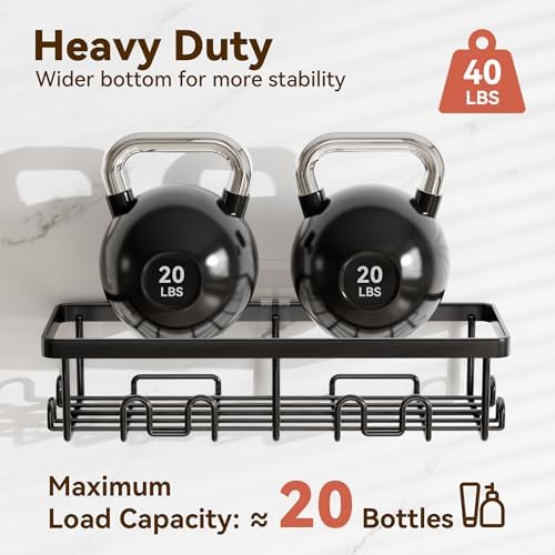 YASONIC Shower Caddy Adhesive, Rustproof Shower Organizer, Wall Shower Rack - Image 3