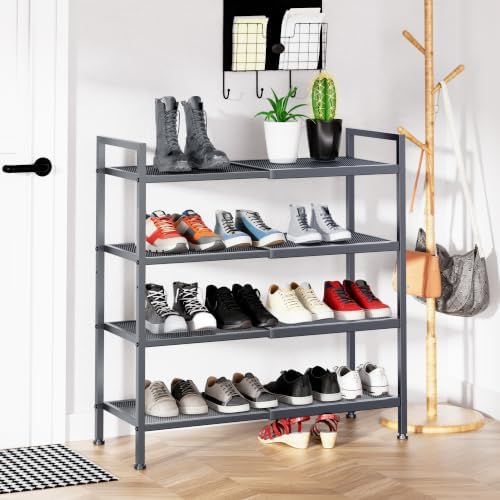 Expandable Shoe Rack for Closet, Entryway, Shoe Storage, 4-Tier, Grey - Image 5