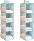 Hanging Closet Organizer, 4-Section Storage Shelves, Oxford Cloth with Mesh Pockets, (Cerulean, 4 Section) by Fasolara