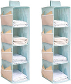 Hanging Closet Organizer, 4-Section Storage Shelves, Oxford Cloth with Mesh Pockets, (Cerulean, 4 Section) by Fasolara