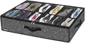 Onlyeasy Under Bed Shoe Storage Organizer with Sturdy Handles and Clear Window 1 Pack Fits 12 Pairs, Premium Foldable Underbed Shoes Container Box for Closet, Linen-like Black, MXAUBSB1P by Onlyeasy