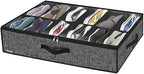 Onlyeasy Under Bed Shoe Storage Organizer with Sturdy Handles and Clear Window 1 Pack Fits 12 Pairs, Premium Foldable Underbed Shoes Container Box for Closet, Linen-like Black, MXAUBSB1P by Onlyeasy