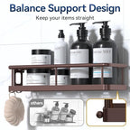 YASONIC Shower Caddy Adhesive, Rustproof Shower Organizer with Soap Holder, Large Capacity Shower Shelves for Inside Shower, No Drilling Bathroom Organizers and Storage for Home Decor（3 Pack Bronze） - Image 5