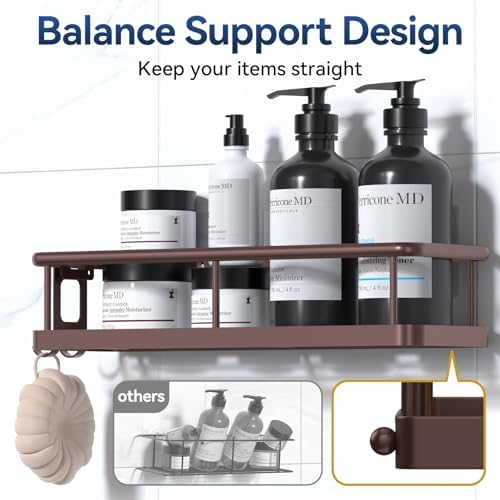 YASONIC Shower Caddy Adhesive, Rustproof Shower Organizer with Soap Holder, Large Capacity Shower Shelves for Inside Shower, No Drilling Bathroom Organizers and Storage for Home Decor（3 Pack Bronze） - Image 5