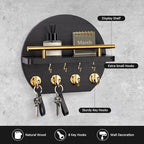 Nekon Key Holder for Wall, 9.8 Inch Round Wall Decor, Black - Image 2