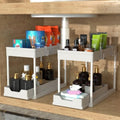 MEAFBIRD 2 Pack Under Sink Organizer, 2 Tier Bathroom Cabinet Organizer with Sliding Basket, Multi-Purpose Under Sink Organizers and Storage for Bathroom Kitchen (White 2 Pack) by MEAFBIRD