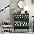 Barnyatoh Farmhouse Shoe Storage Cabinet with 2 Flip Drawers & Barn Door - Image 3