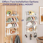 SWTYMIKI Over Door Hat Organizer - 5 Tier Wall Mounted Hat Rack with 4 Adjustable Metal Basket and 3 Hooks, Hanging Baseball Cap Organizer Storage Holds up to 49 Caps for Door, Bedroom, Closet - Image 5