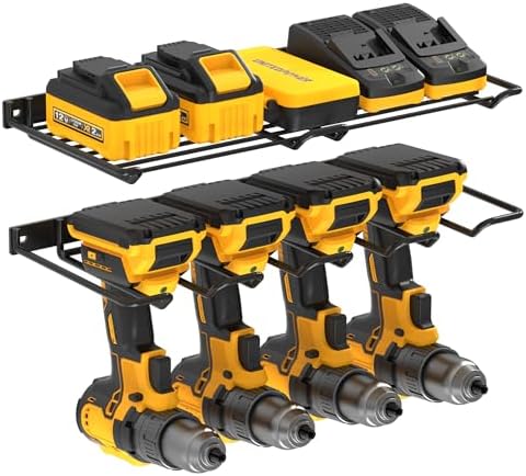 UNITEDPOWER Wall Mounted Drill Rack & Tool Shelf, Power Tool Organizer Holder, Heavy Duty Utility Storage Rack for Cordless, Battery Powered Hand Tools, Workshop, Shed, Garage by UNITEDTOOLSUNITEDPOWER