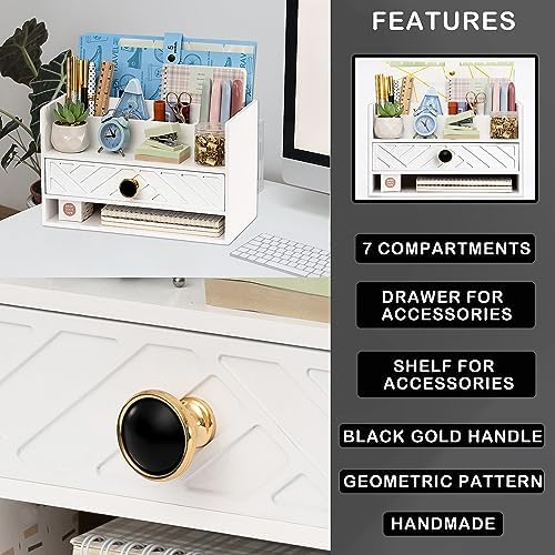 dreampossible white Wood Desk Organizer and Accessories with Drawer, Bill Mail Organizer and File Mail Holder for Office Supplies, Desk Accessories & Workspace Organizers for Desk Organization - Image 6