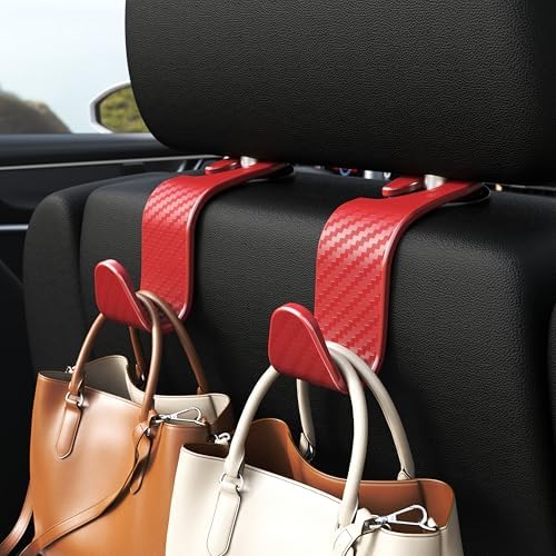 4-Pack Car Headrest Hooks Holds 55lbs Seat Storage Organizer for Bags - Image 2