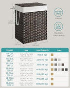 SONGMICS Laundry Hamper with Lid, 23.8 Gallon (90 L) Synthetic Rattan Clothes Laundry Basket with Lid and Handles, Foldable, Removable Liner, Chestnut Brown ULCB051K02 - Image 7