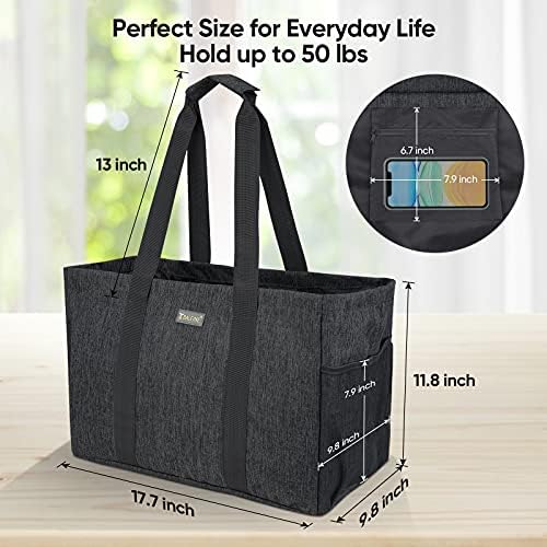BALEINE Soft 9 Gallon Extra Large Utility Tote, Foldable Reusable Storage Bag (Charcoal Black) - Image 4