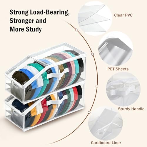 2 Pack Foldable Clear Baseball Cap Storage, Stackable Hat Organizer - Image 4