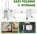 Folding Utility Cart, Portable Rolling Crate Handcart Collapsible Shopping Trolley with Lid, Foldable Tool Box Basket with 4 Rotate Wheels for Grocery, Office, Luggage, School - White - Image 4