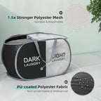 Collapsible Laundry Baskets with 2 Compartments, Black + Begie - Image 4