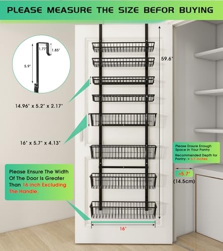 Mefirt 8-Tier Black Over The Door Pantry Organizer, Hanging Shelves - Image 3