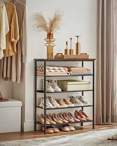 VASAGLE 5-Tier Shoe Rack, 12-16 Pairs, Steel Frame - Image 4